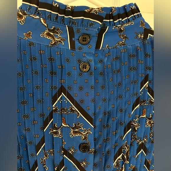 Ganni Cloverdale 100% Silk Women’s Blouse Blue and Black EU 36 US Size 4 - Picture 5 of 15